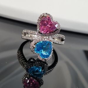Pink and Caribbean Blue Cubic Zirconia Ring